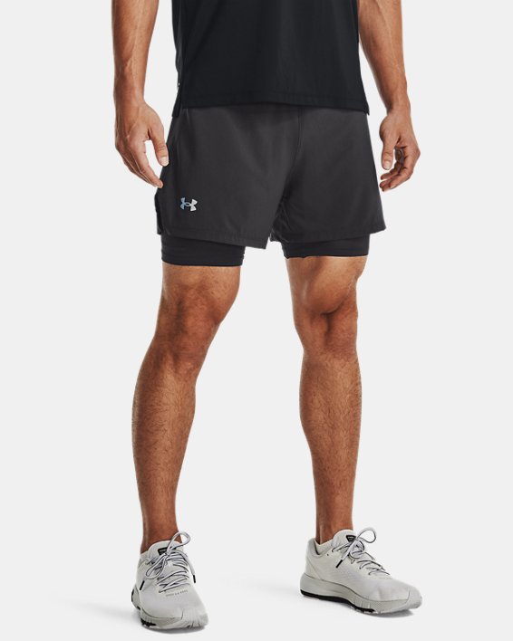 Men's UA Iso-Chill Run 2-in-1 Shorts, Gray, pdpMainDesktop image number 0